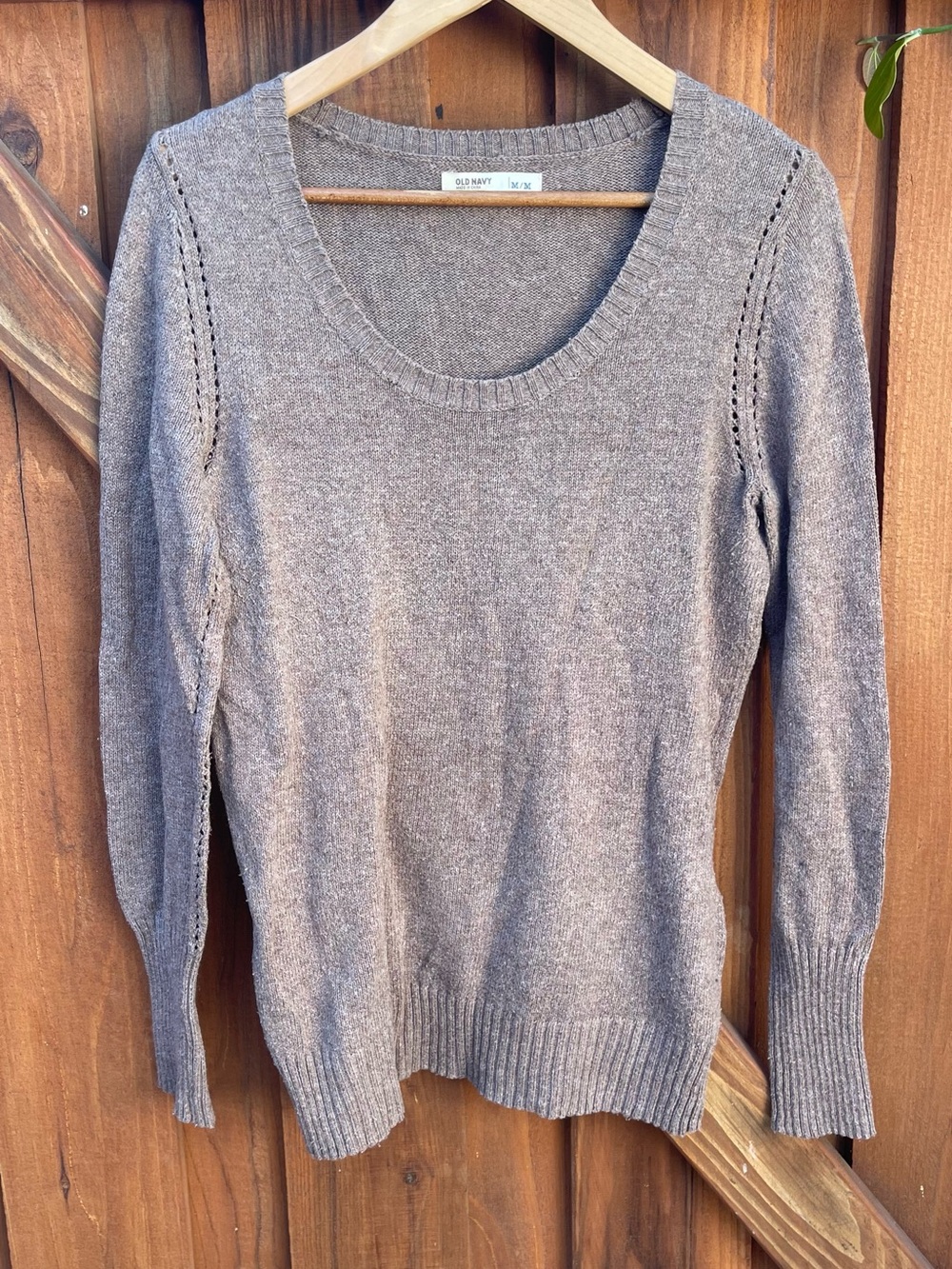 Old Navy Women's Scoop Neck Sweater Taupe brown collegiate university prep